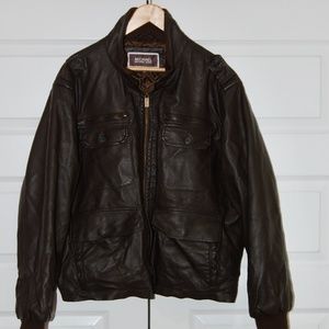 Michael Kors Faux Leather Bomber Jacket men's L